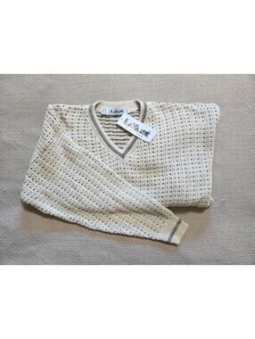 Lavane Sweater L | Textured V-Neck Knit NWT